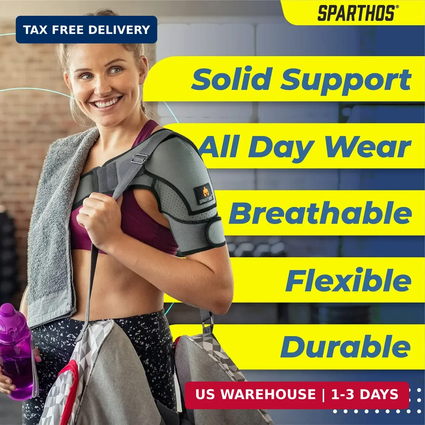 Sparthos Shoulder Brace – Adjustable Support Sleeve for Torn Rotator Cuff, AC Jo