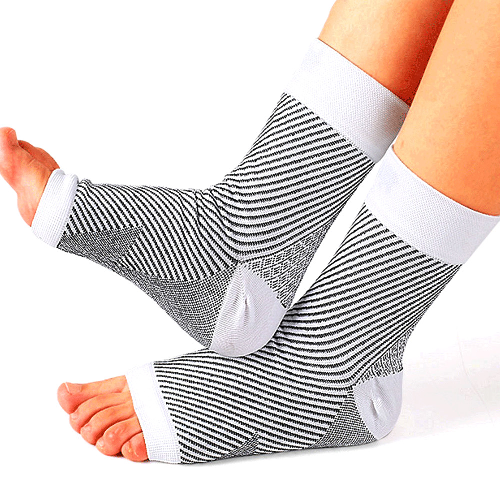 Copper Foot Sleeve Compression Ankle Wrap Support Socks Boots Circulation Brace