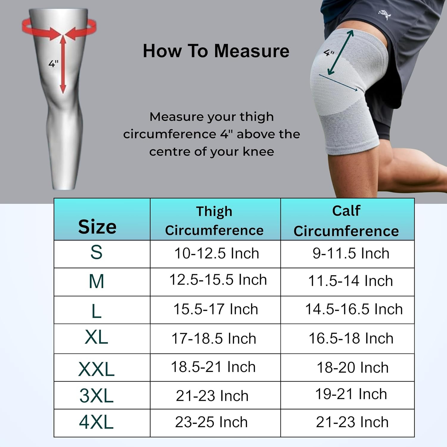 2-Pack Bamboo Knee Compression Sleeve for Men and Xx-Large, Grey