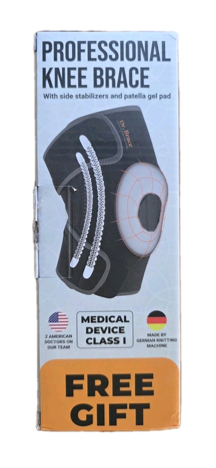 Dr. Brace Professional XL Knee Brace w/ Side Stabilizers & Patella Gel Pads