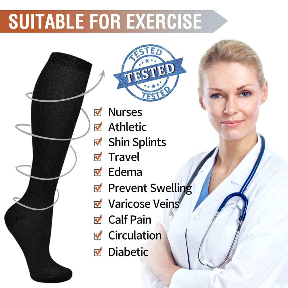 (3 Pairs) Compression Socks 10-15 mmHg Graduated Support Mens Womens S/M~L/XL…