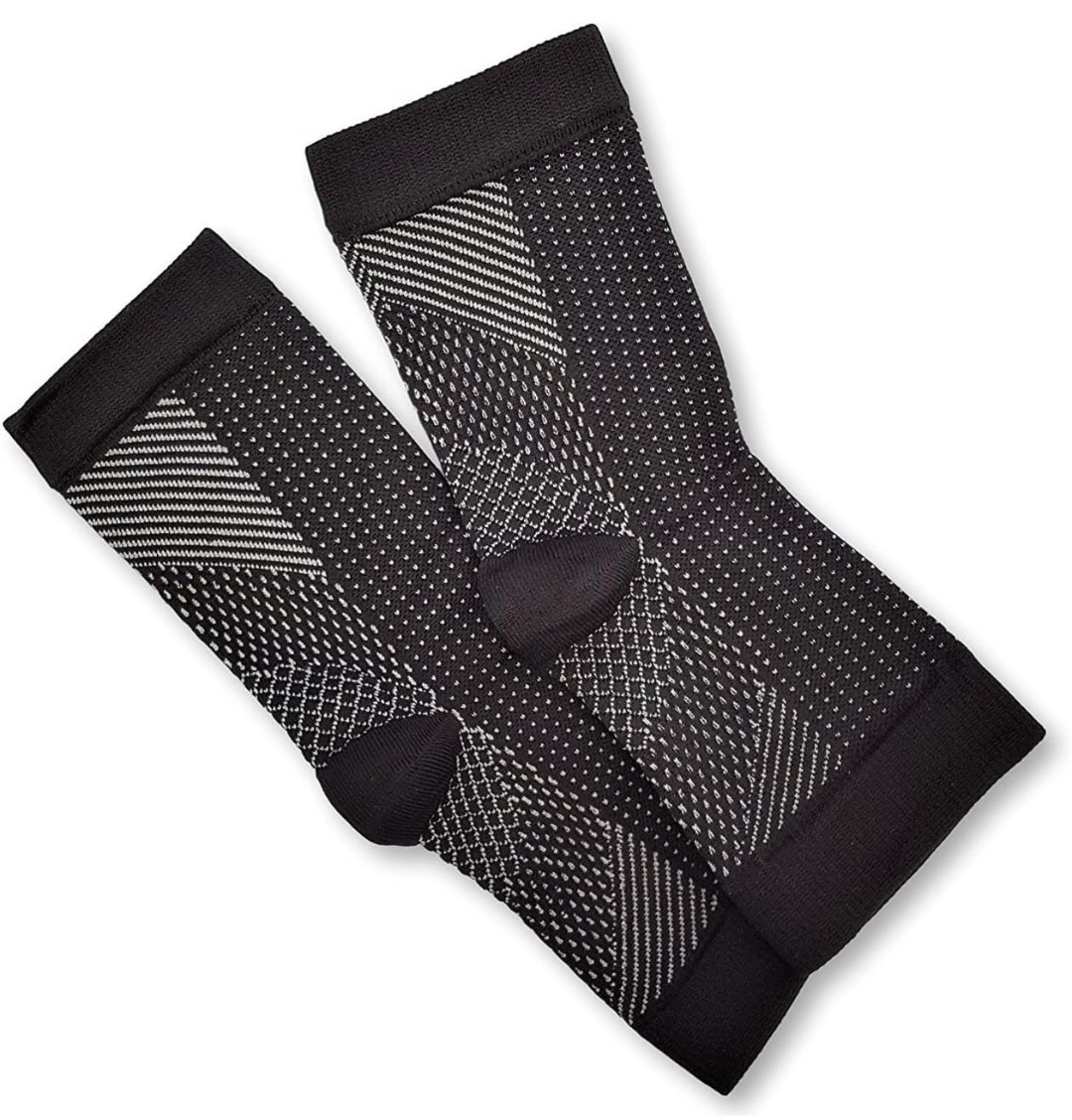 Compression Foot Sleeves Pair Arch Support Plantar Fasciitis Socks Black Unisex