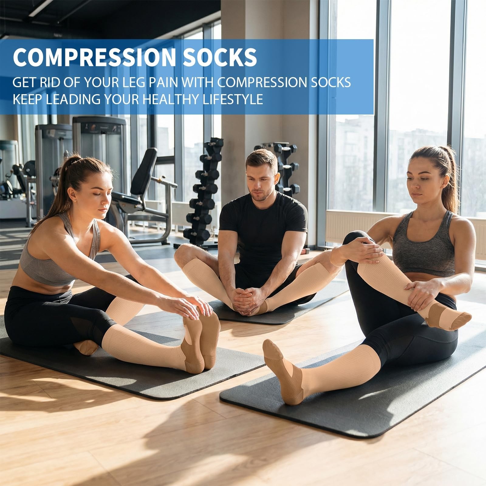 Copper Compression Socks 8 Pack for Men & Women – Knee High 15-20mmHg Support fo