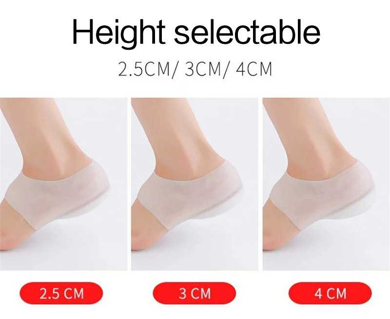 Invisible Height Increased Insole 1Pair Silicone Heel Socks for Women Men insole