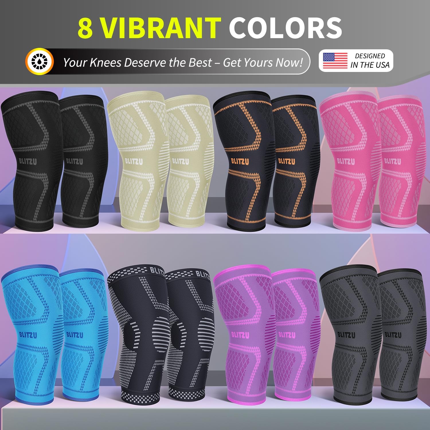 Knee Brace for Meniscus Tear 2 Pack, Compression Large (1 Pair), Black