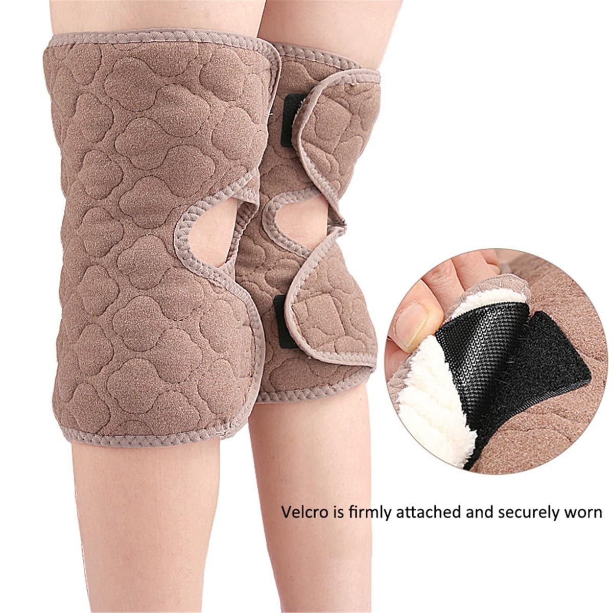Dark Gray Thermal Plush Padded Knee Warmers Braces Leg Support Sleeves