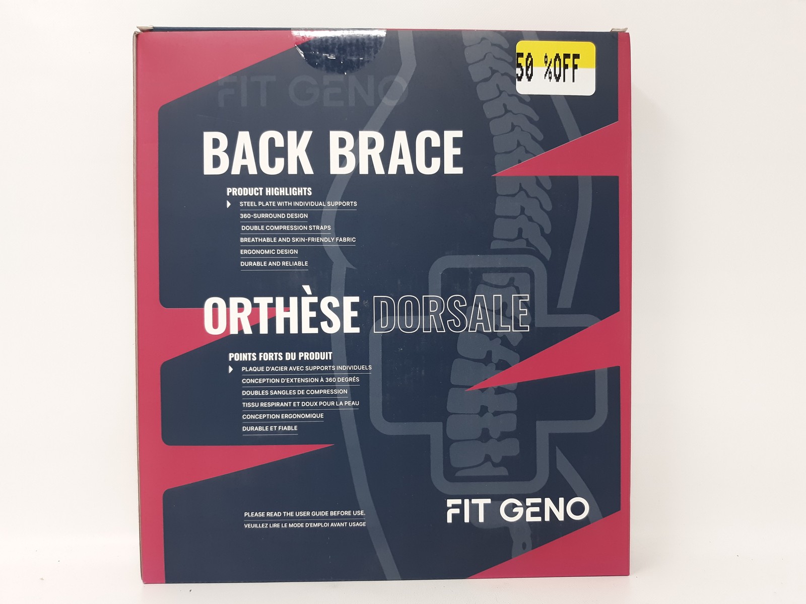 Fit Geno Back Brace L Size Steel Plate Double Compression Straps