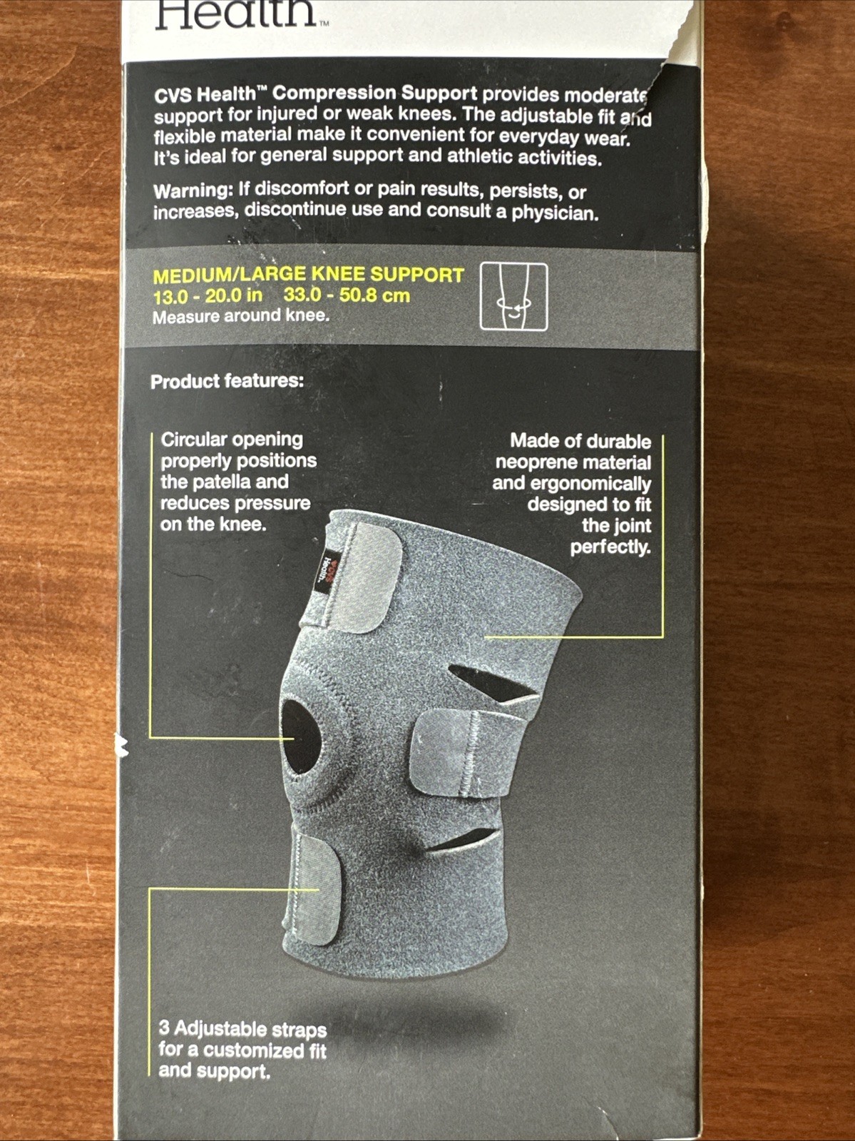 CVS Health Knee Support Sleeve Moderate Support NIB Sz Med/Lg