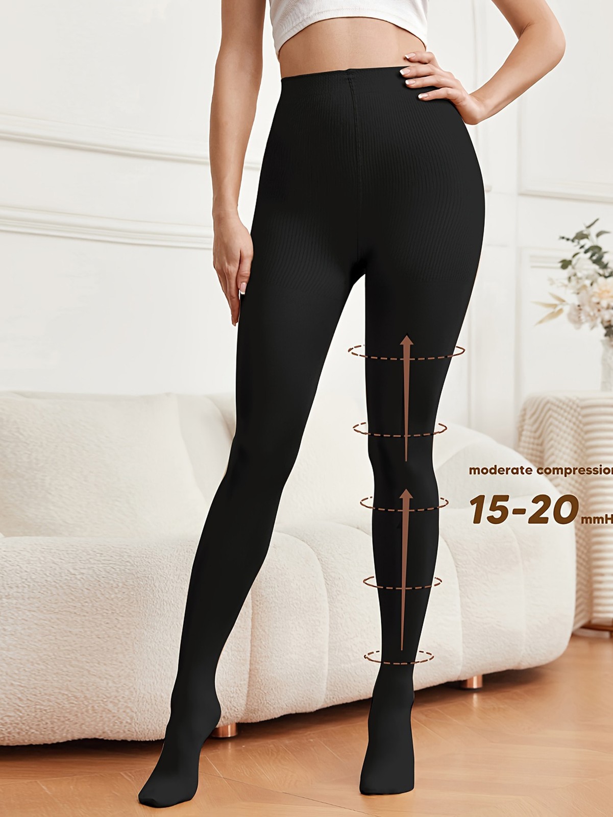 Women Compression Pantyhose Shaping Tights 15-20mmHg Support Opaque Stockings