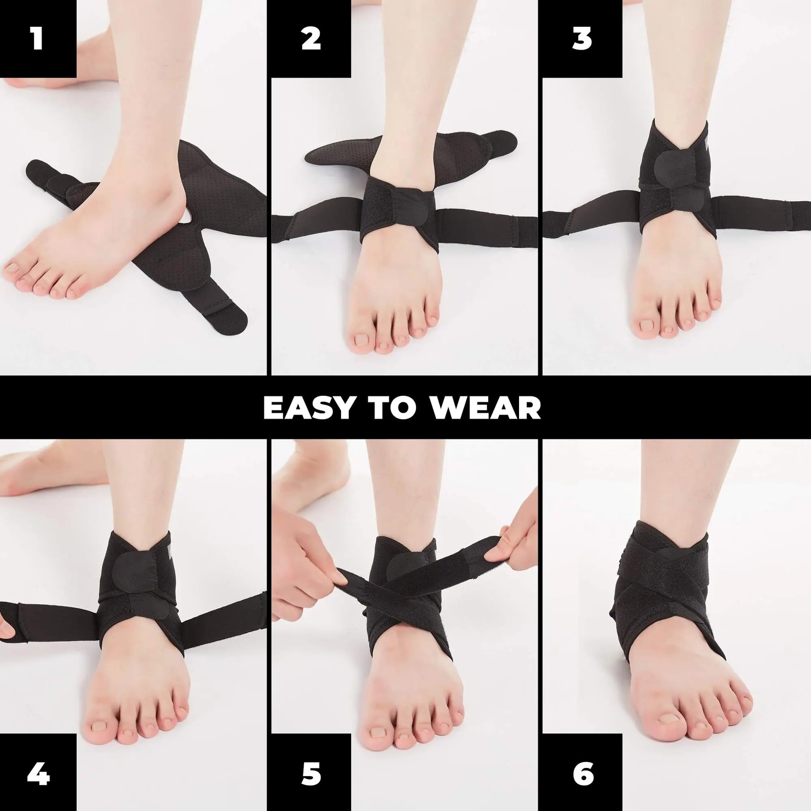 Ankle Brace for Achilles Tendonitis and Plantar Fasciitis, Medium, Black
