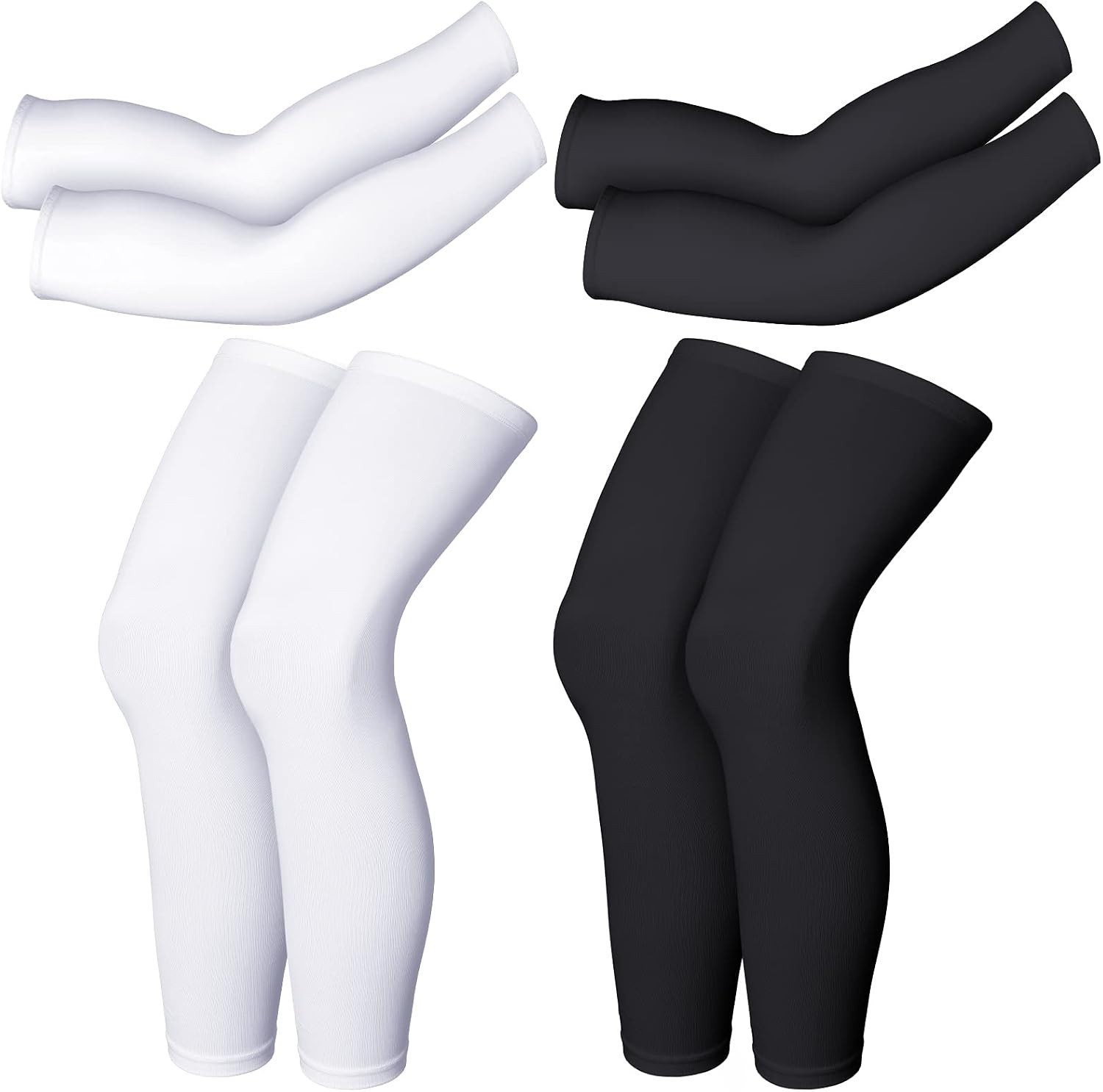 UV Protection Compression Sleeves – 2 Pairs of Black and White Large Sizes