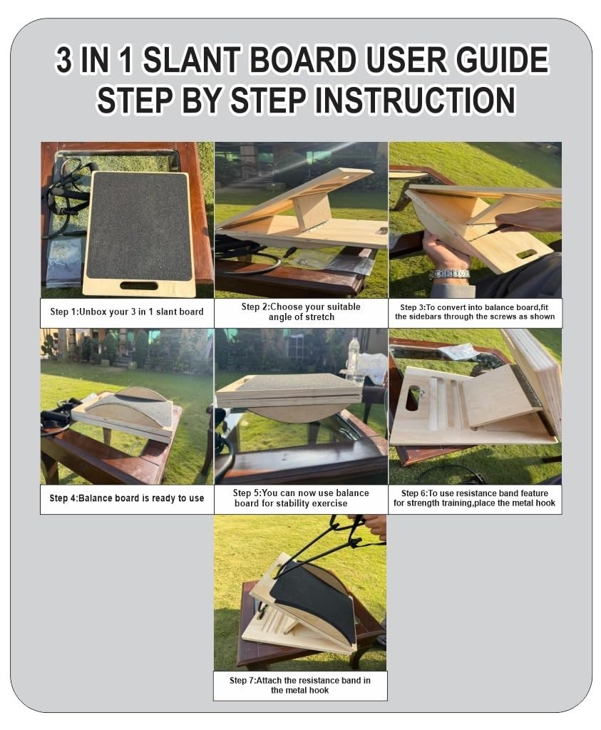 3-in-1 Portable Wooden Slant Board, 16.14 x 12.6 x 3.35 inches, Natural Wood