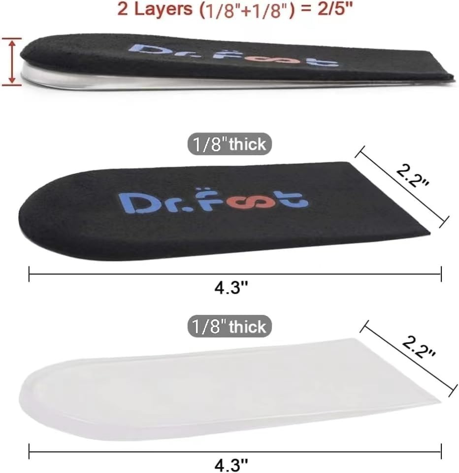 Orthopedic Heel Lift Inserts for Men and Women, Height Increase Insole 2 Count