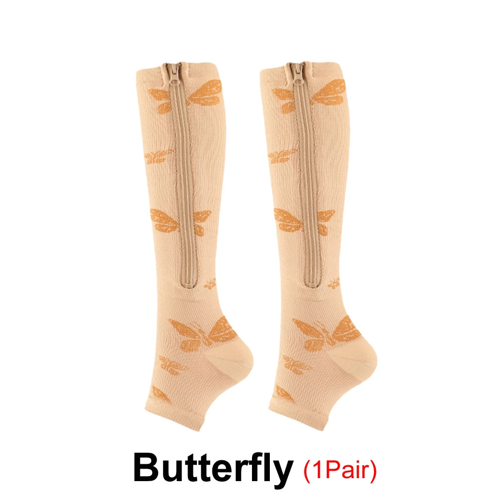 1/2/3Pair Zipper Compression Socks for Women Men,Sturdy Zippered Stocking to Imp