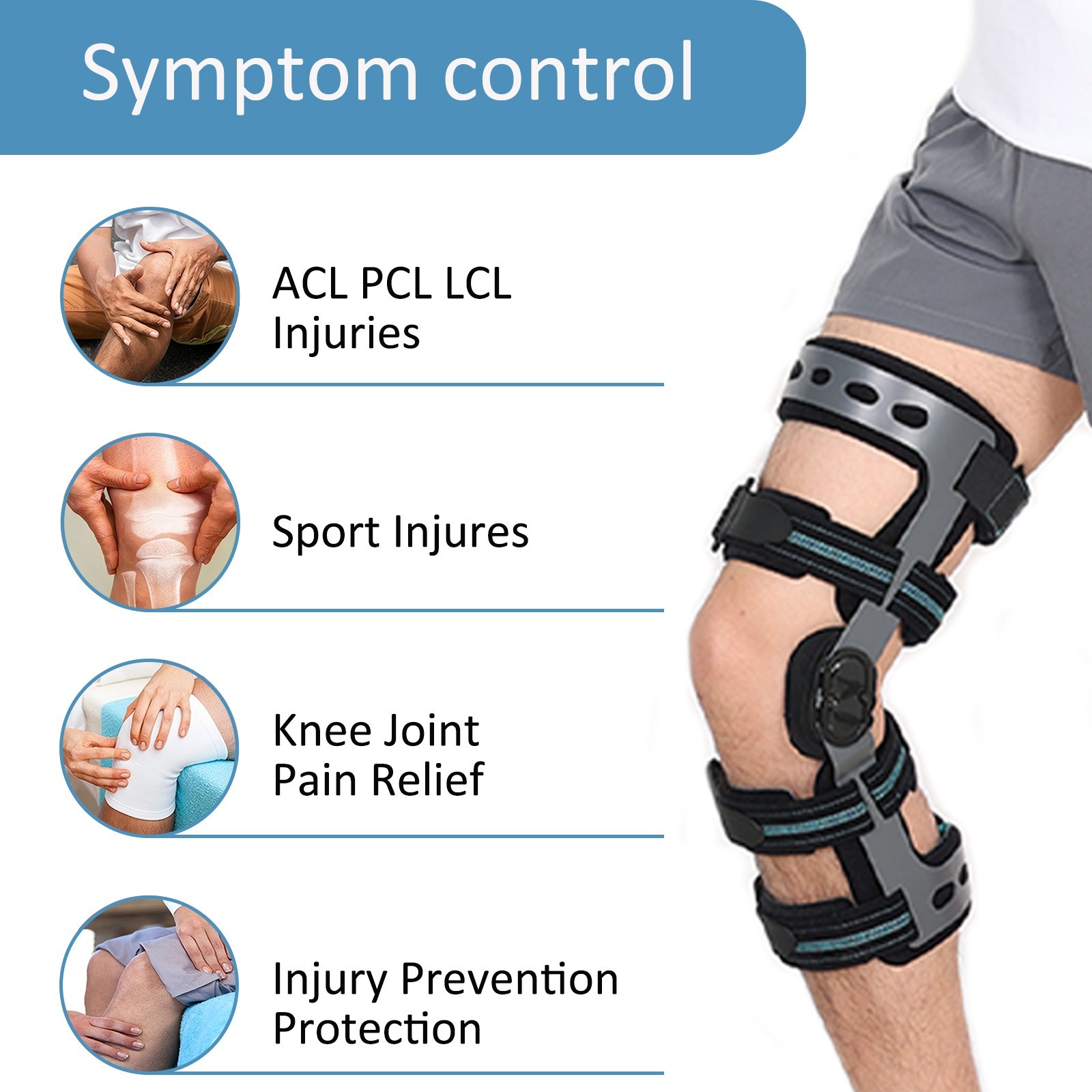ACL PCL MCL Knee Brace,Sports Support for Ligament Injury Prevention&Pain Relief