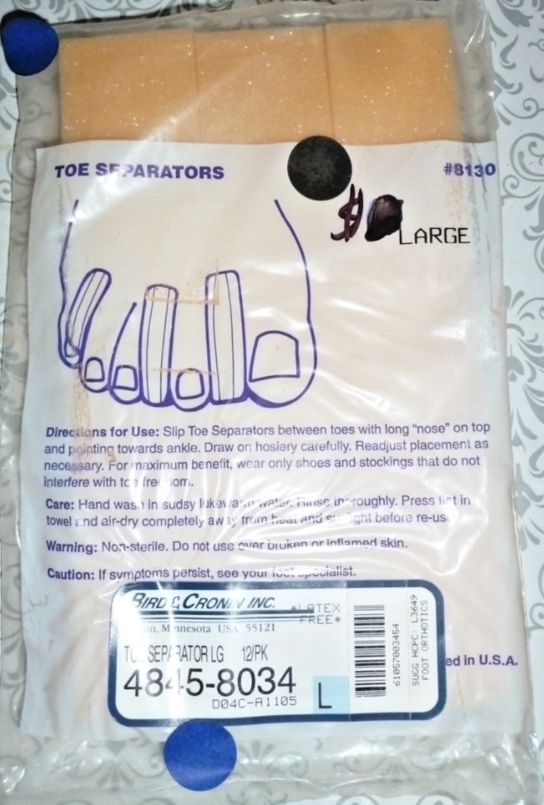 BIRD & CRONIN #8130 TOE SEPERATORS 12 PACK SIZE LARGE ####