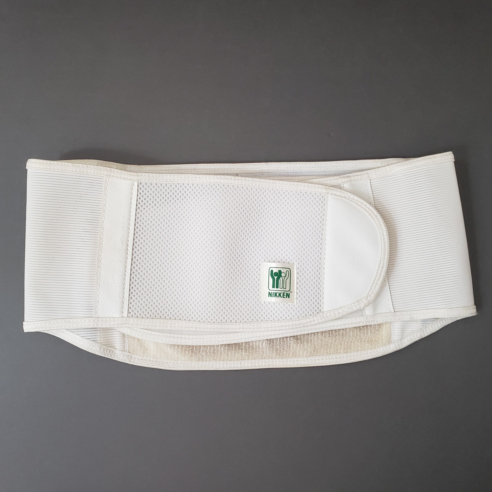 Nikken KenkoTherm Back Belt Size M White Adjustable Lumbar Support Hook Loop vtg