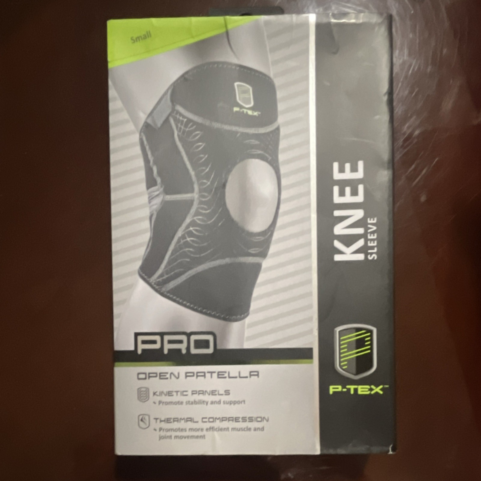 P-TEX Pro Open Patella Knee Sleeve Small Black Kinetic Panels Compression