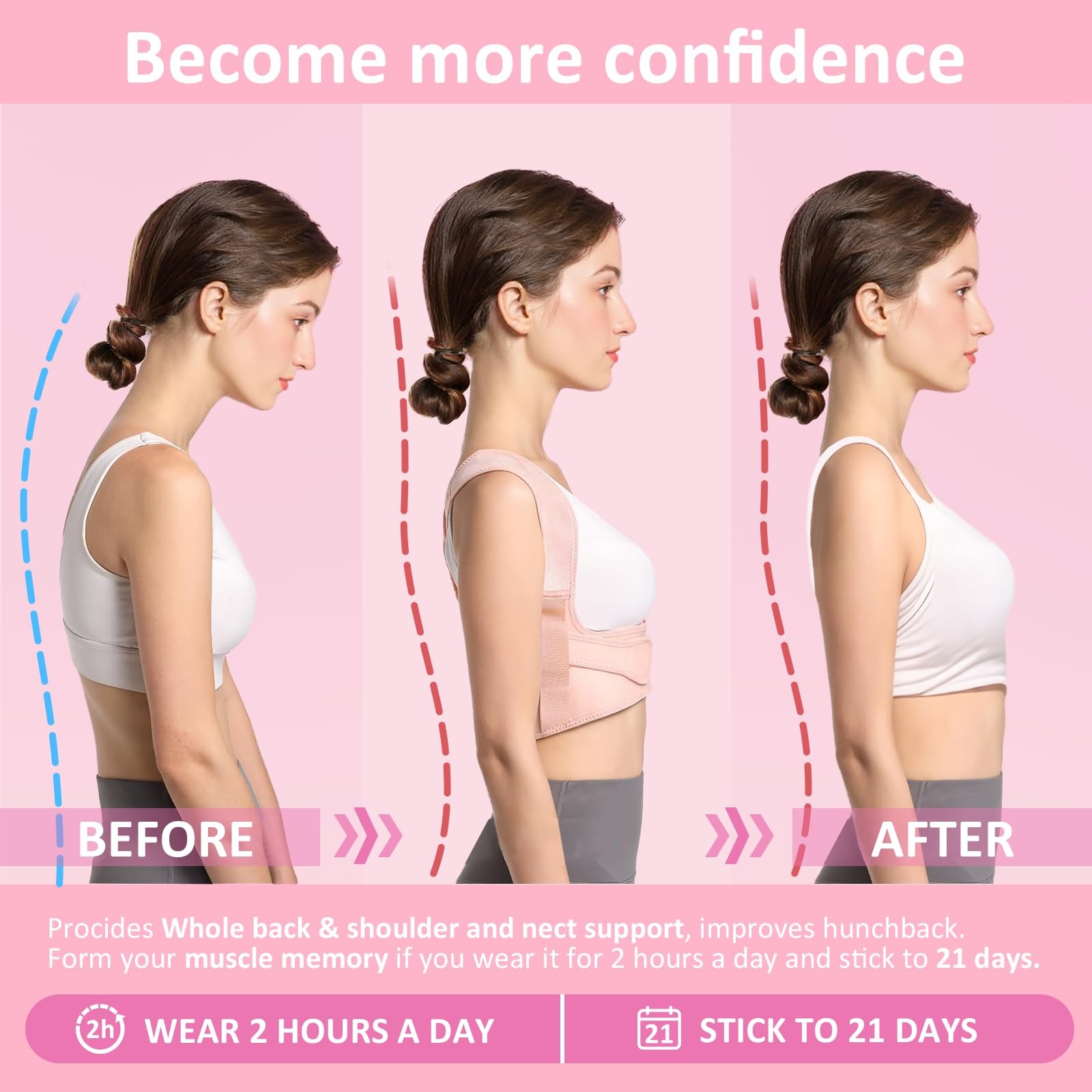 Back Brace Posture Corrector for Women – Adjustable Upper Posture Support Bras