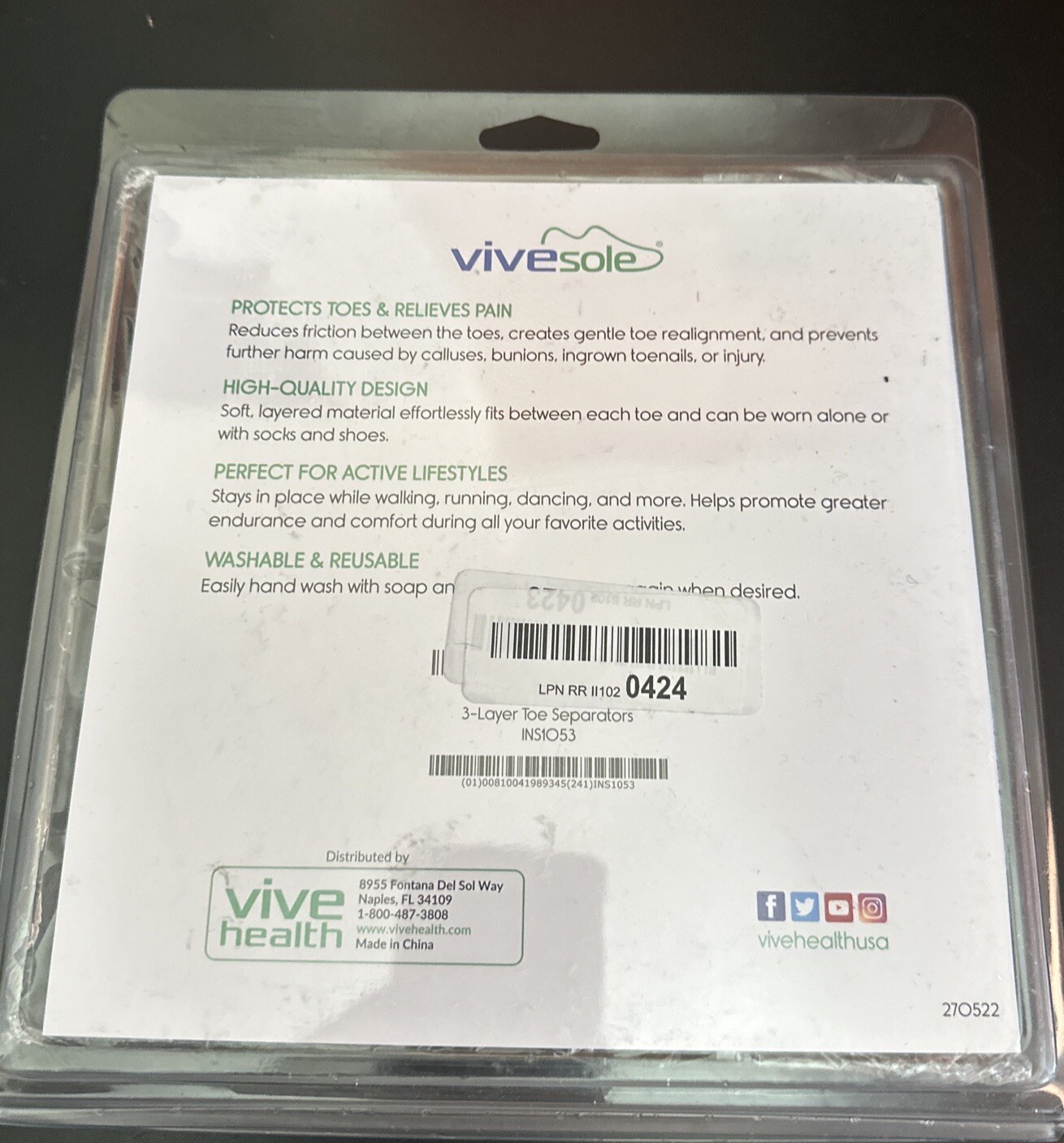 vive sole toe separators 20 pack black Soft Material