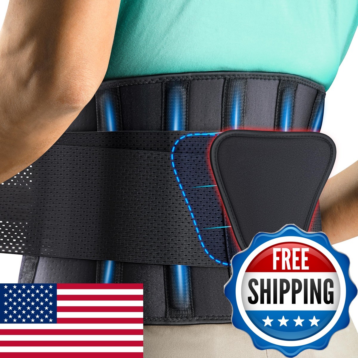 FEATOL Back Brace Support Belt-Lumbar Support Back Brace Back Pain, Sciatica