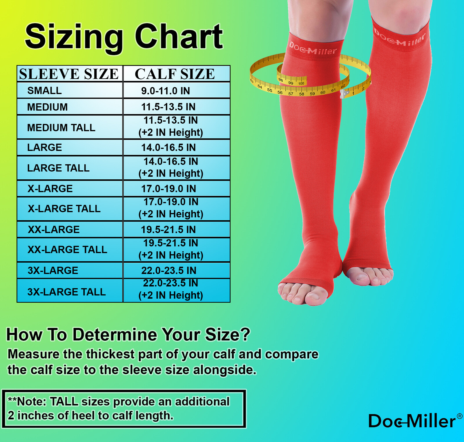 Doc Miller Calf Compression Stockings Open Toe 2030mHg Sleeves For Varicose Pain