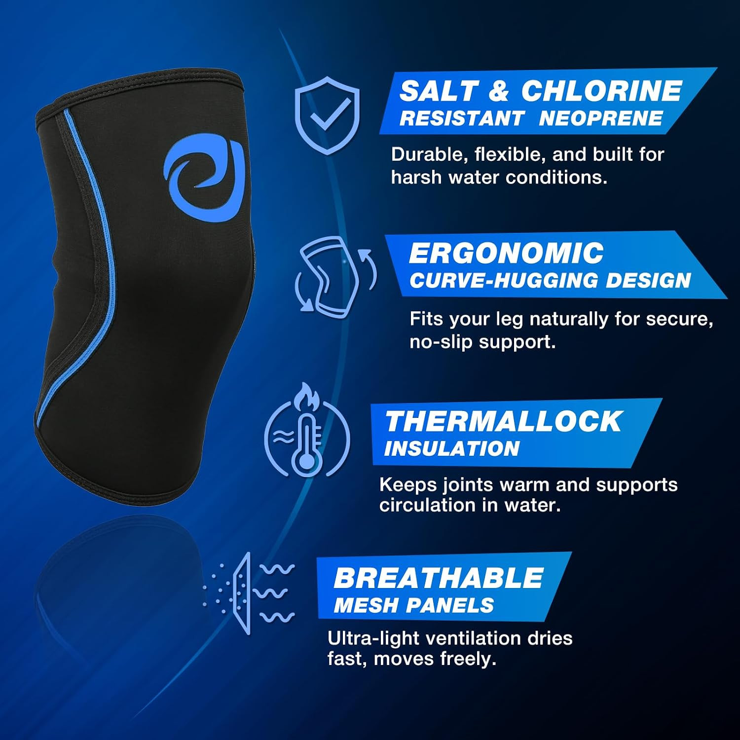 Aquaflex Pro Knee Brace, Compression Knee Sleeve for Swimming, Aquatic