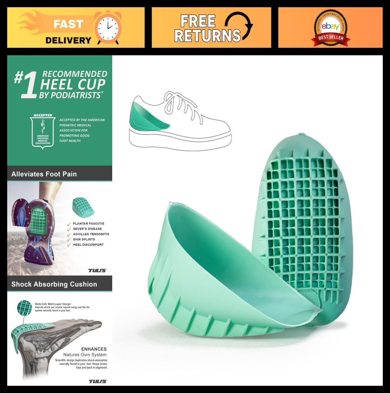 Heavy Duty Heel Cups for Sever’s Disease | Shock-Absorbing Inserts for Heel Pain