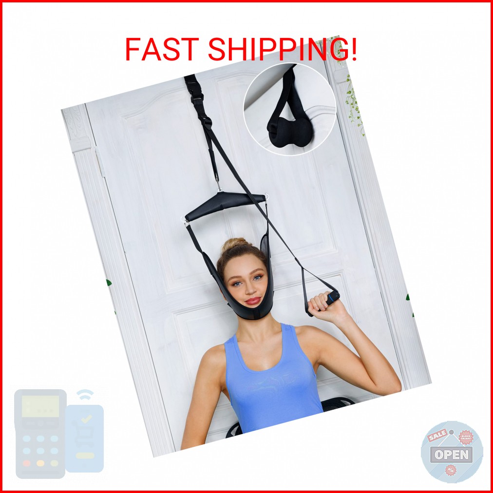 comness Cervical Neck Traction Device Over Door for Home Use, Portable Neck Stre