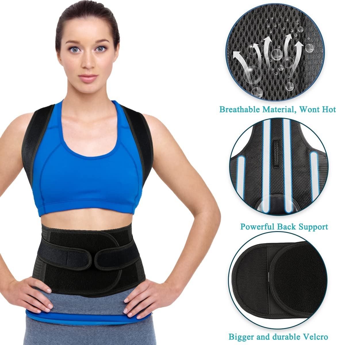 Adjustable Back Brace Posture Corrector for Pain Relief – Waist, Back & Shoulder