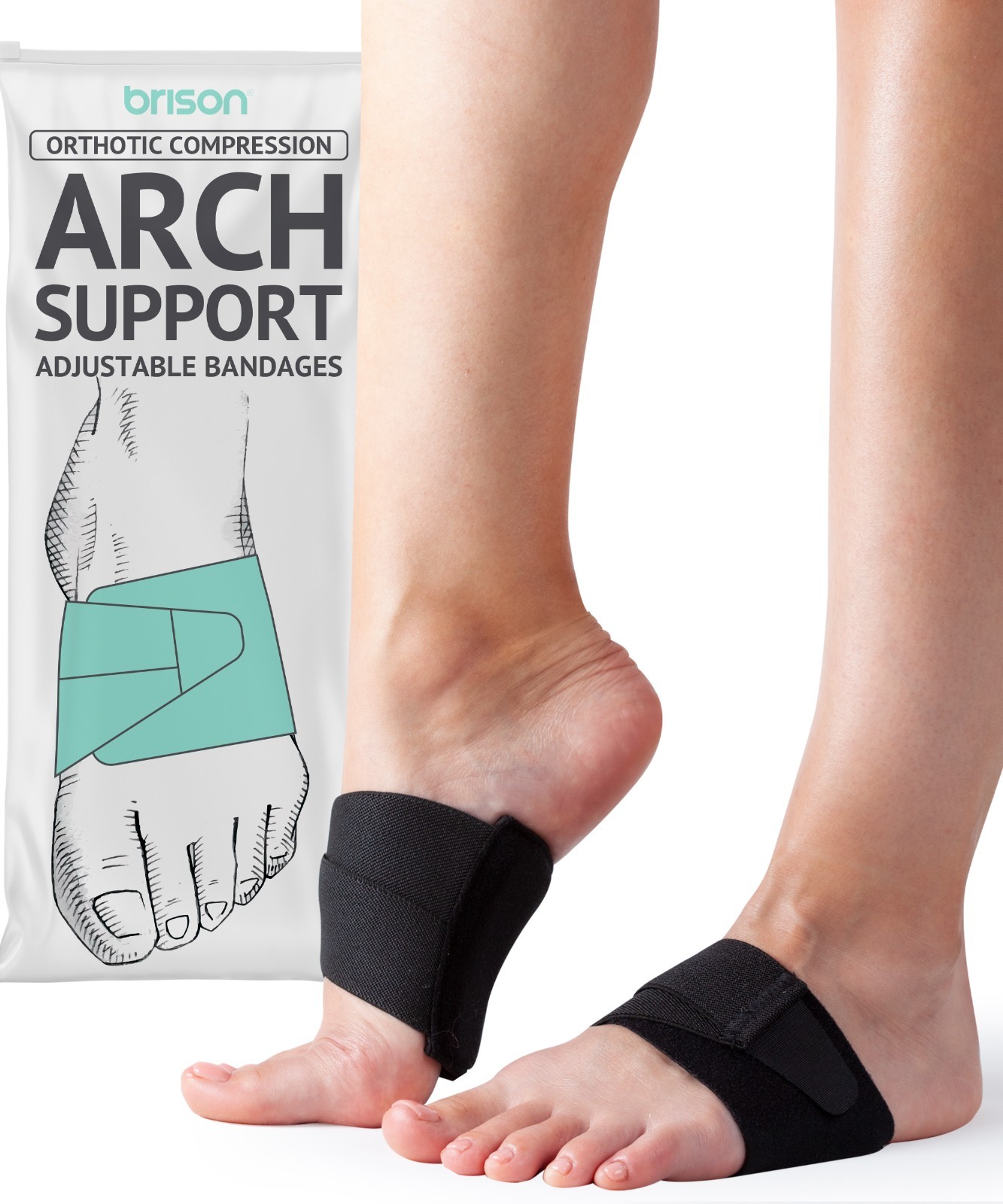 Arch Support Brace Orthotics Bands – Adjustable Feet Compression 1 pair