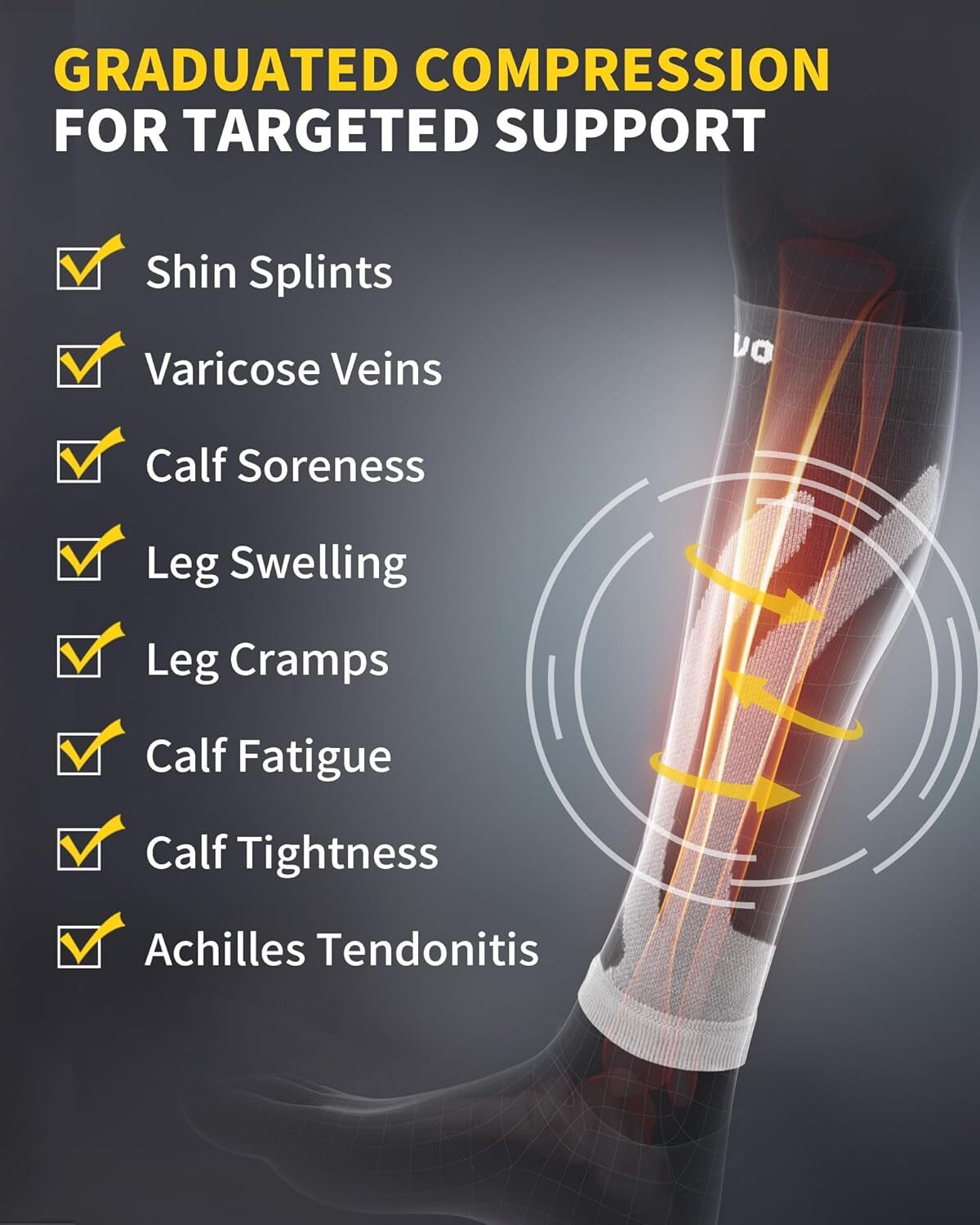 CAMBIVO 3 Pairs Calf Compression Sleeves for Women & Men Leg Support for Running