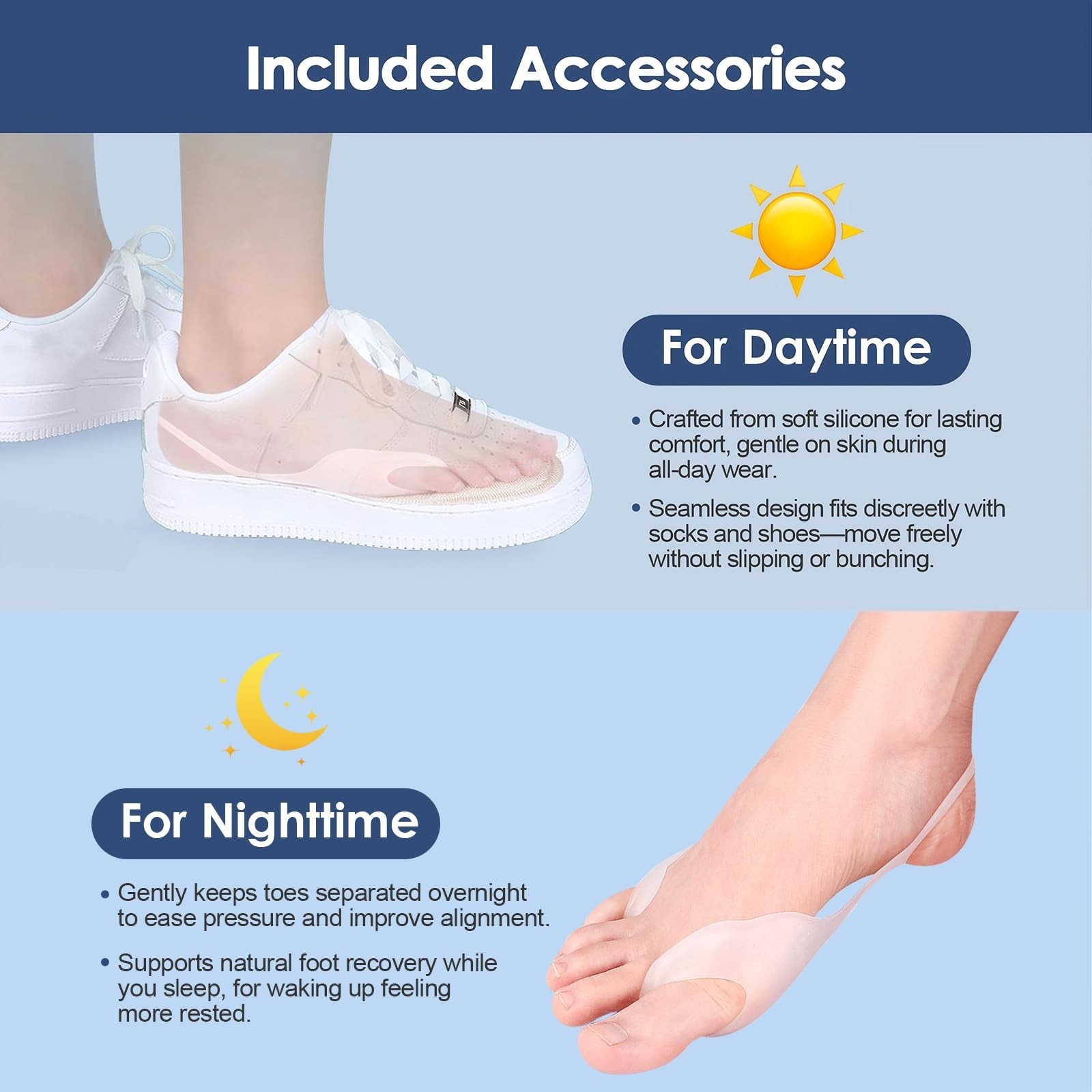 Adjustable Bunion Corrector for Men & Women, Big Toe Relief with Silicone Pad, 1