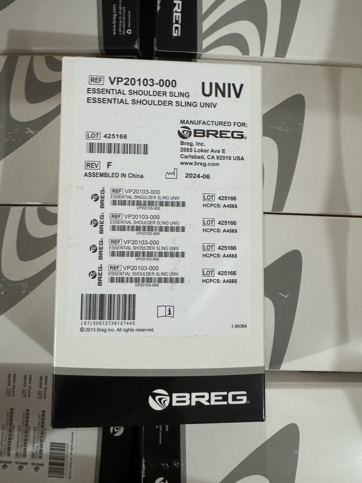 Breg Universal Essential Shoulder Sling VP20103-000 NEW