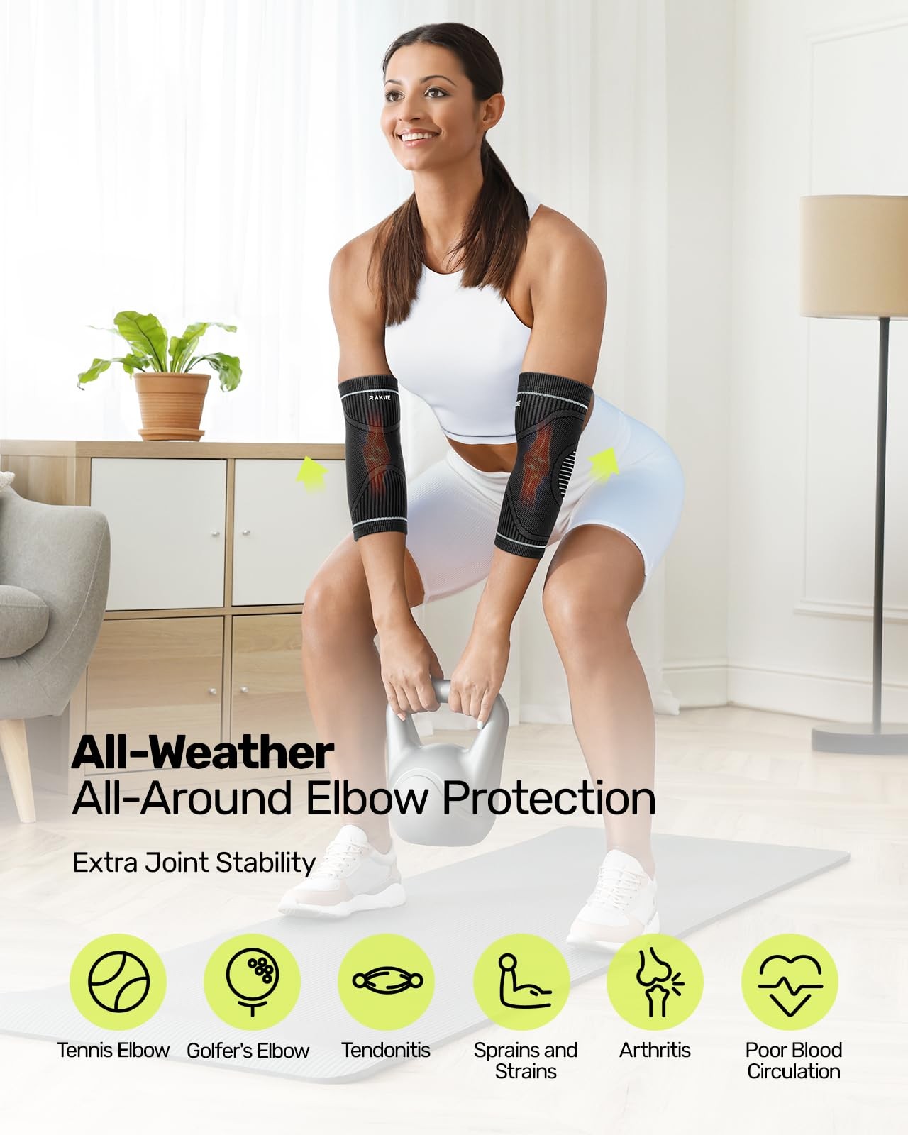 2 Pack Elbow Compression Sleeve Tendonitis Tennis Golfer Brace Sport Grey Medium