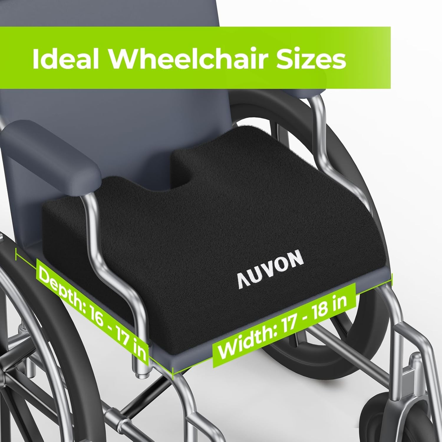 AUVON Wheelchair Seat Cushions (18″x16″x3″) for M (18x16x3in), Black