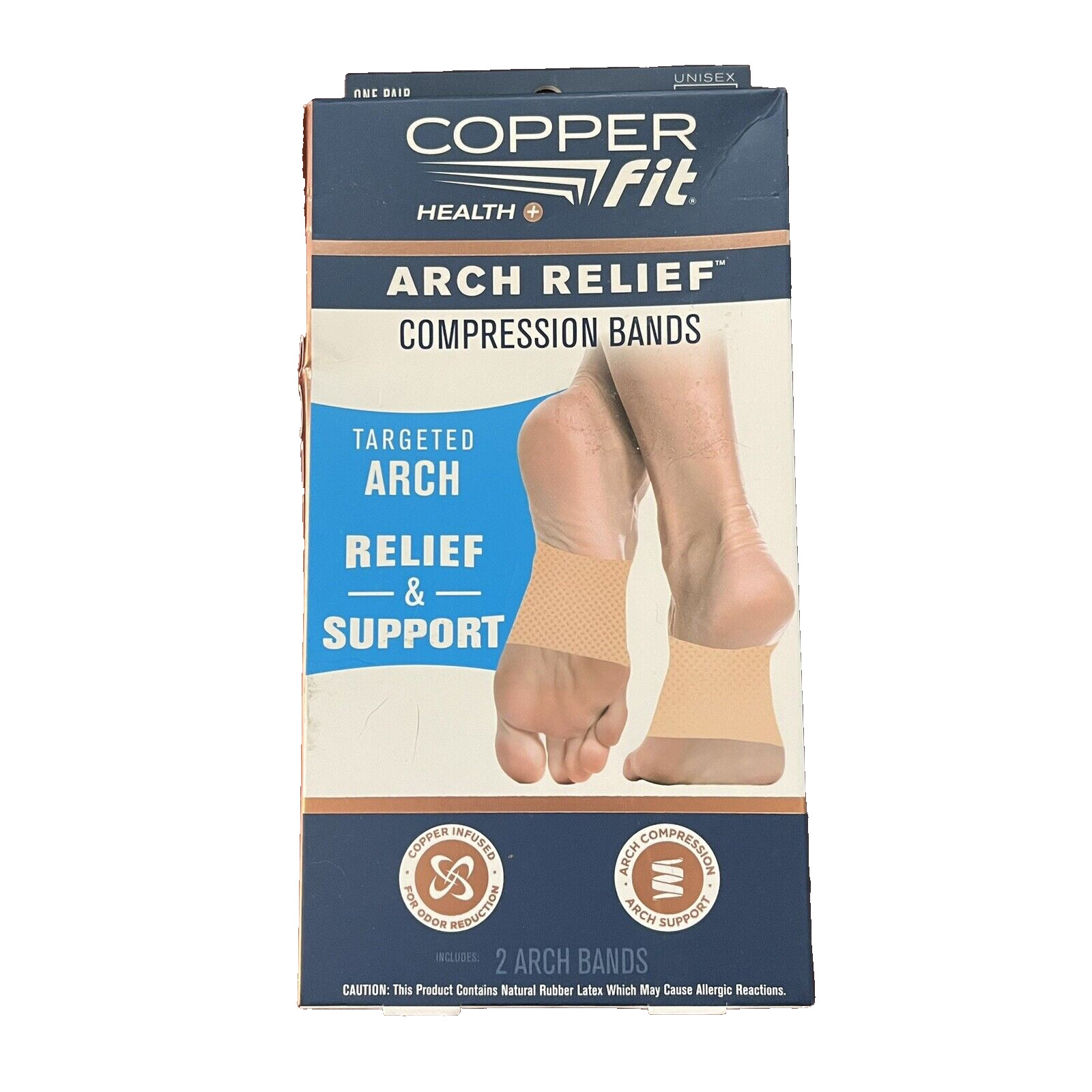 Copper Fit Infused Arch Relief Compression Bands Unisex Beige One Size Pair