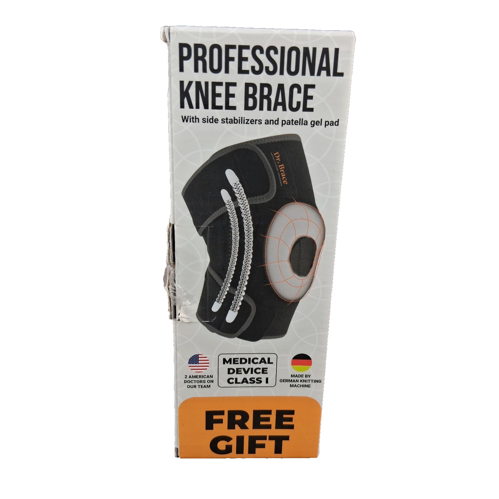 DR. BRACE Elite Knee Brace With Side Stabilizers & Patella Gel Pad Size XL