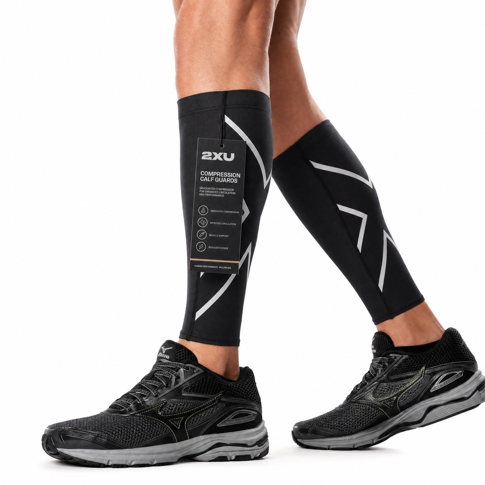 Compression Calf Guards, Black/Black, Small