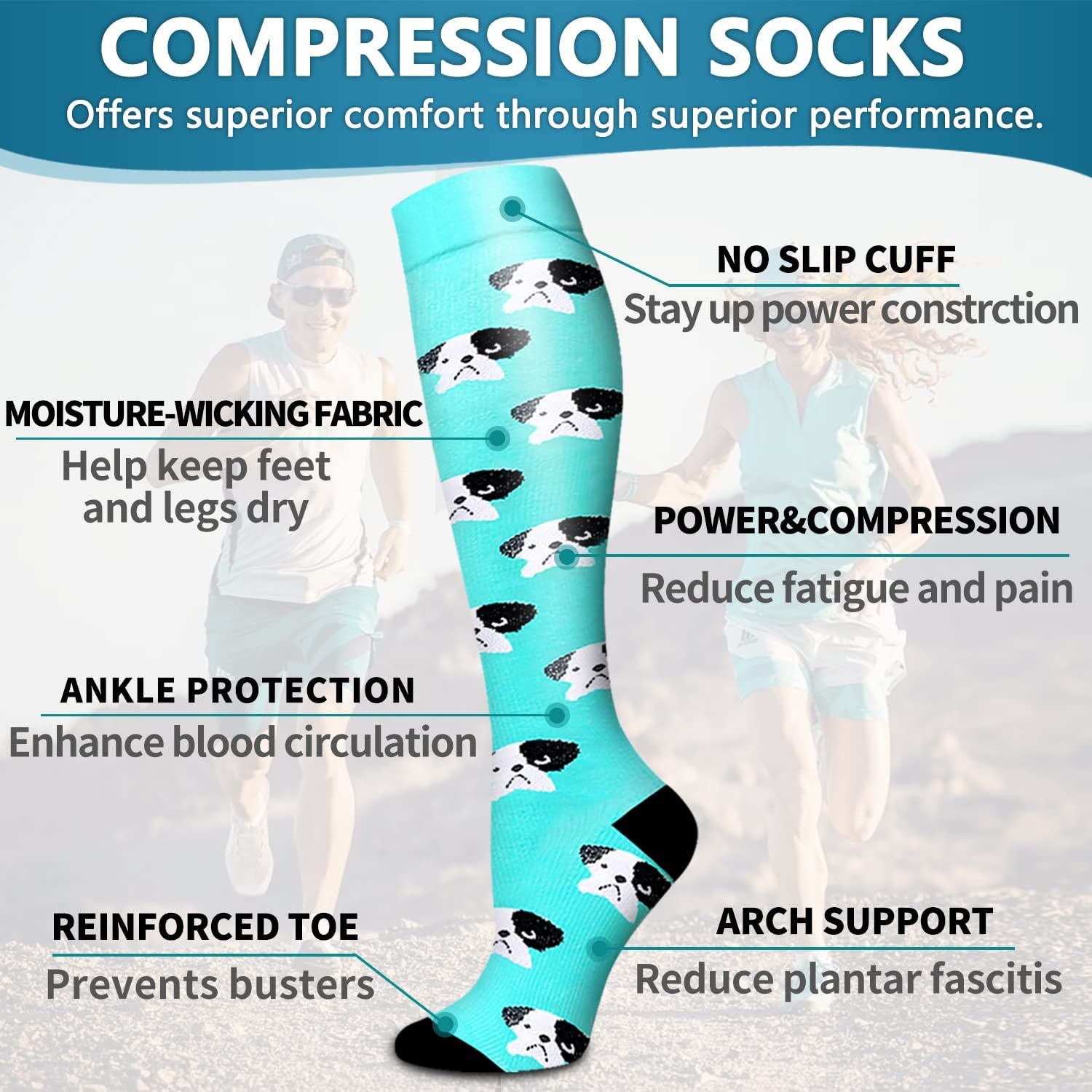 6 Pack Copper Compression Socks for Women and Men Circulation-Best Bluemaple