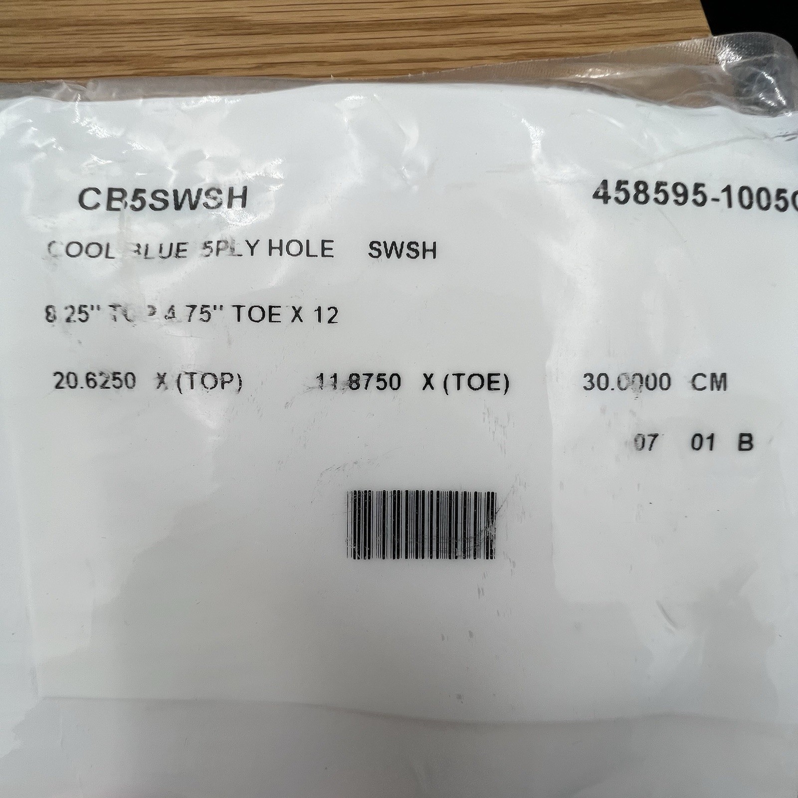 New Cool Blue Prosthetic Sock CB5SWSH 5-Ply Sewn Hole Wide Short 30cm