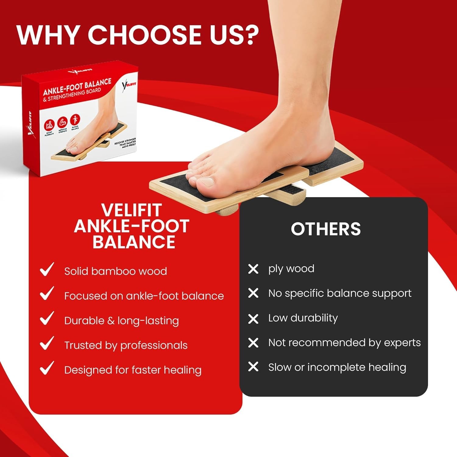 Ankle Strengthener & Axis Board, Bamboo Ankle Balance Board for Physical Therapy