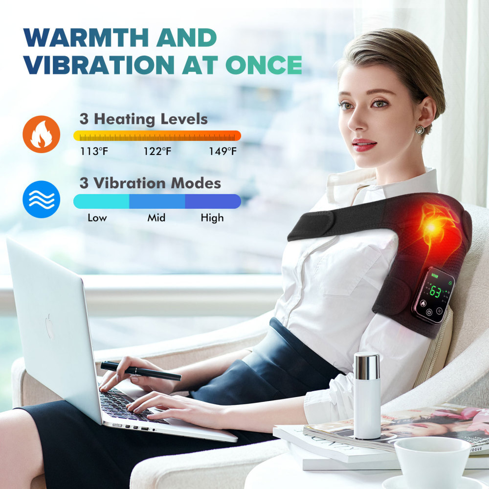 2Pack Heated Vibration Knee Joint Brace Therapy Shoulder Massager Pain Relief