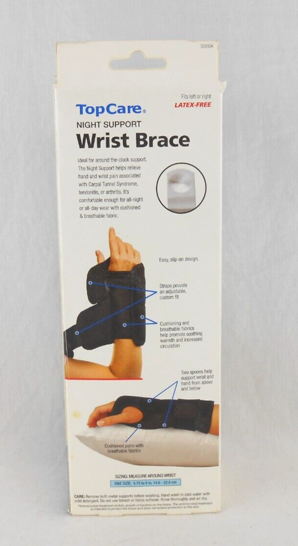 TopCare Night Support Mueller Wrist Brace One Size Left Right New Antimicrobial