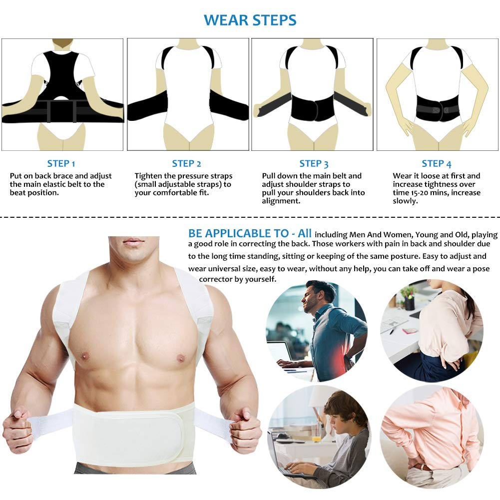 Thoracic Back Brace Posture Corrector – Magnetic Large (Pack of 1), Beige