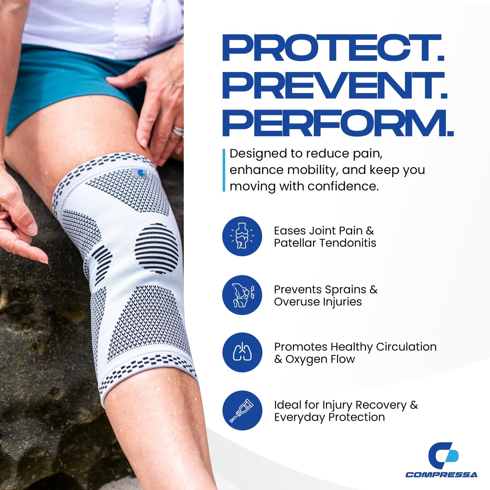 Compressa Knee Sleeve for Women & Men (XX-Large) – Non-Slip Compression Suppo…