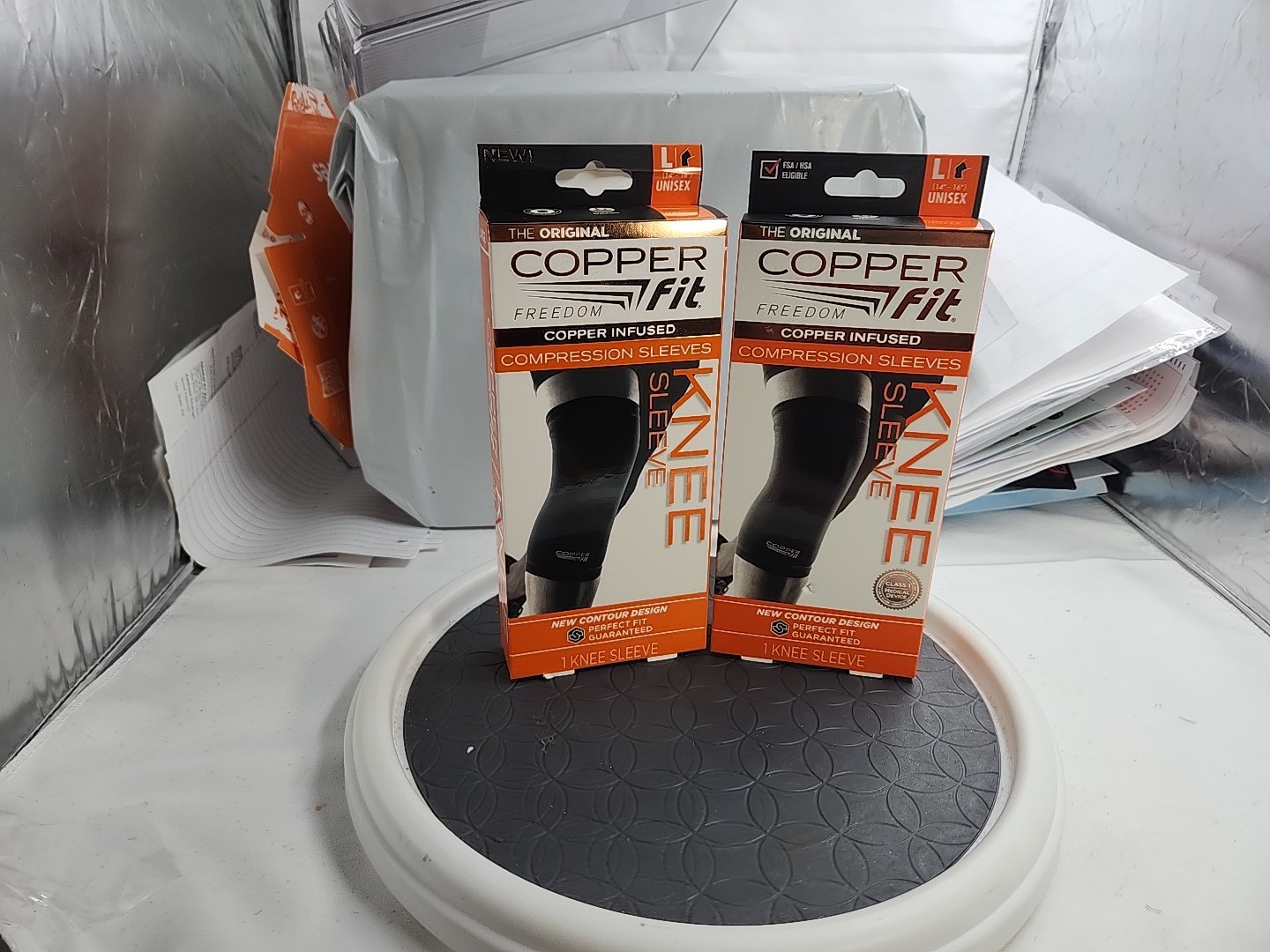 Copper Fit Freedom (Size L) Copper Infused Compression Knee Sleeve New 2 Pack