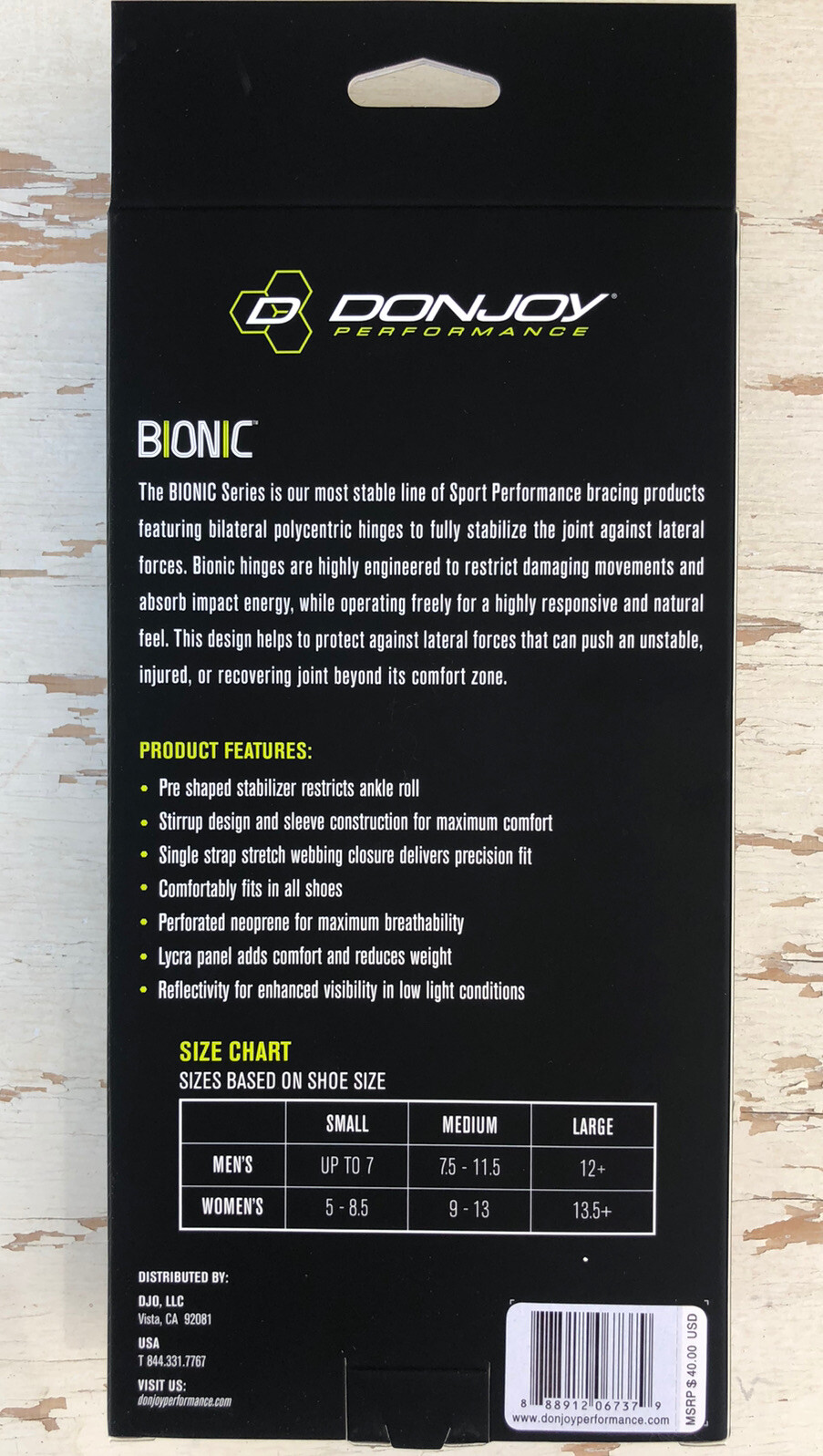 NEW DonJoy Performance Bionic Ankle Brace Max Support XL Left Foot Black NIB