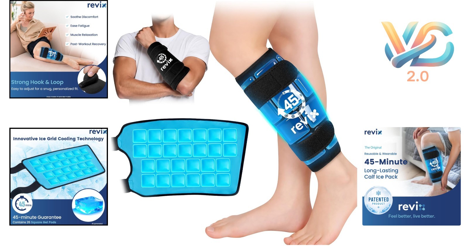Long Lasting Ice Pack for Legs & Calf Relief Reusable Gel Cold Wrap