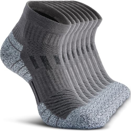 Compression Ankle Socks – Cozy Cushioned Hiking Running for Men Large 4 Grey